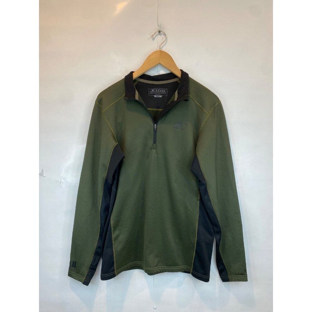 Klim Men's Agressor 3.0 1/4 Zip Pullover Shirt Size Small Green Black Base Layer